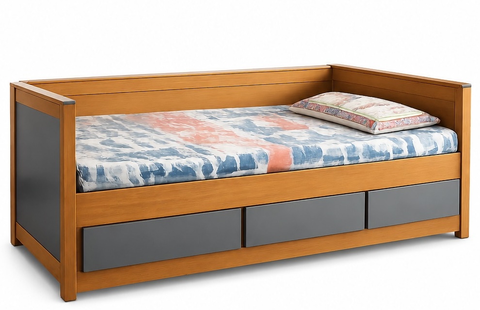 Polished Two-Tone Daybed with Storage Drawers